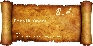 Bozsik Anett névjegykártya